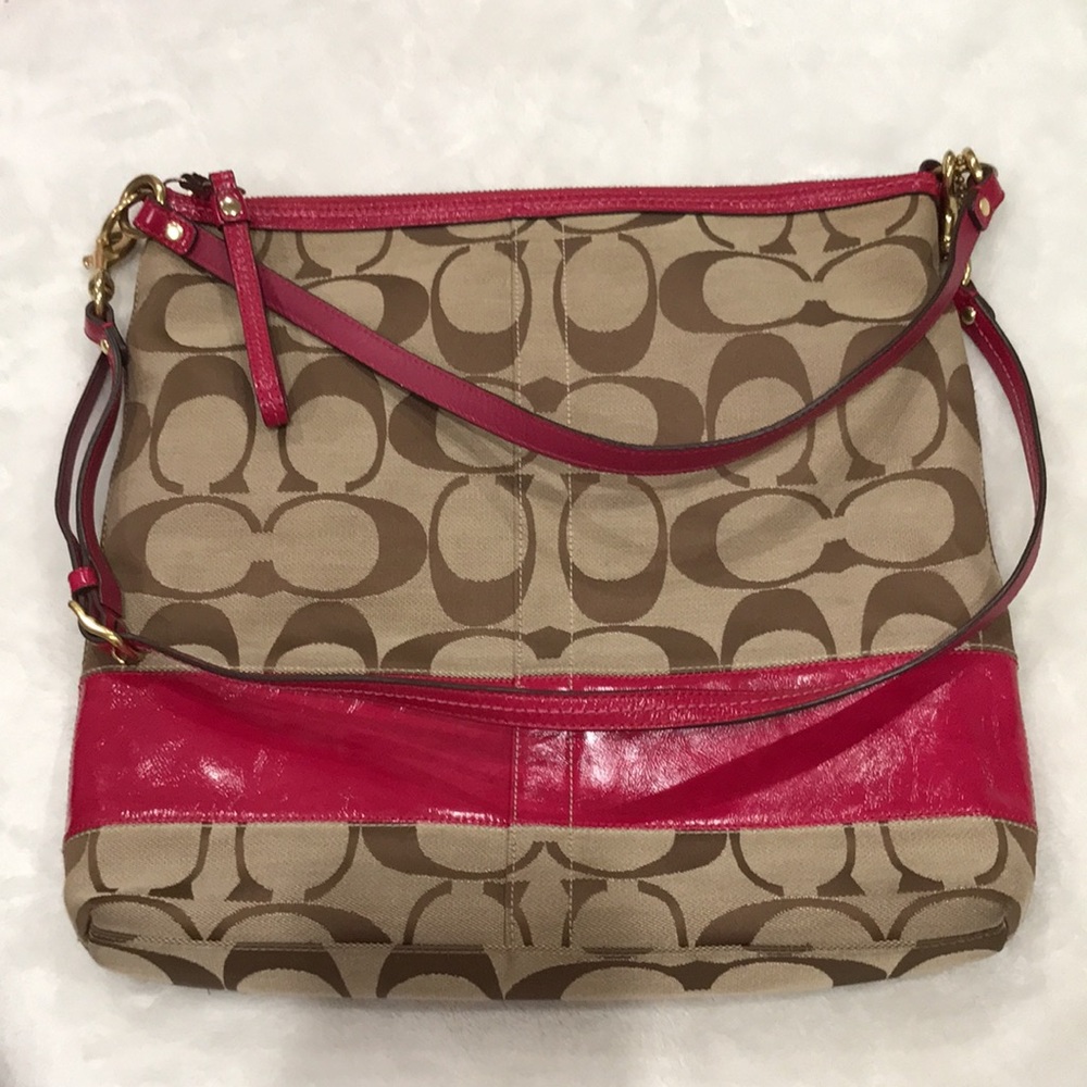 🎉authentic🎉 Brown and hot pink coach handbag